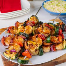 Teriyaki prawn skewer